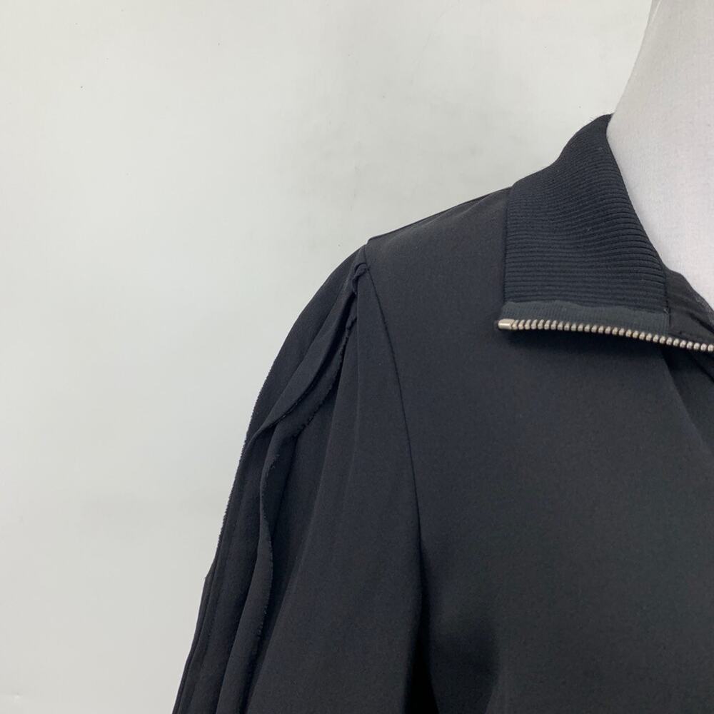 3.1 Phillip Lim Shirt Womens 4 Black Silk Ruffle Long Sleeve Quarter Zip Blouse - Picture 7 of 15
